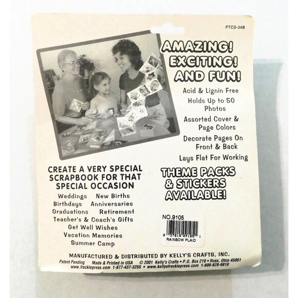 Freckle Press Fold-Out Scrapbook Rainbow Plaid Cover Ribbon Expands to 3 Feet - Picture 3 of 3